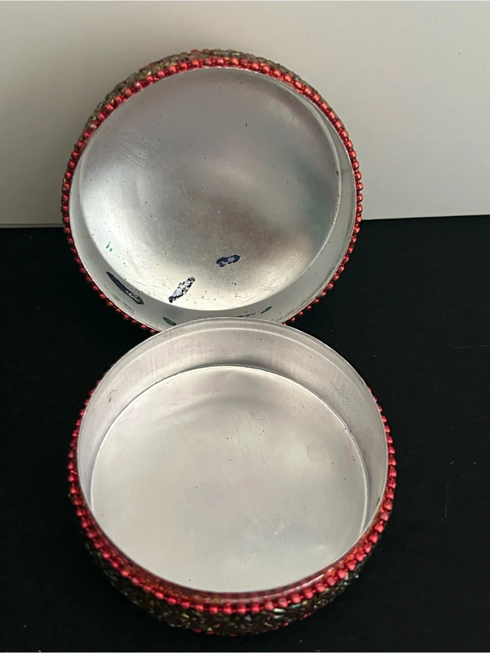 Pier 1 Set of 3 Round Jeweled Aluminum Trinket Jewelry Storage Boxes
